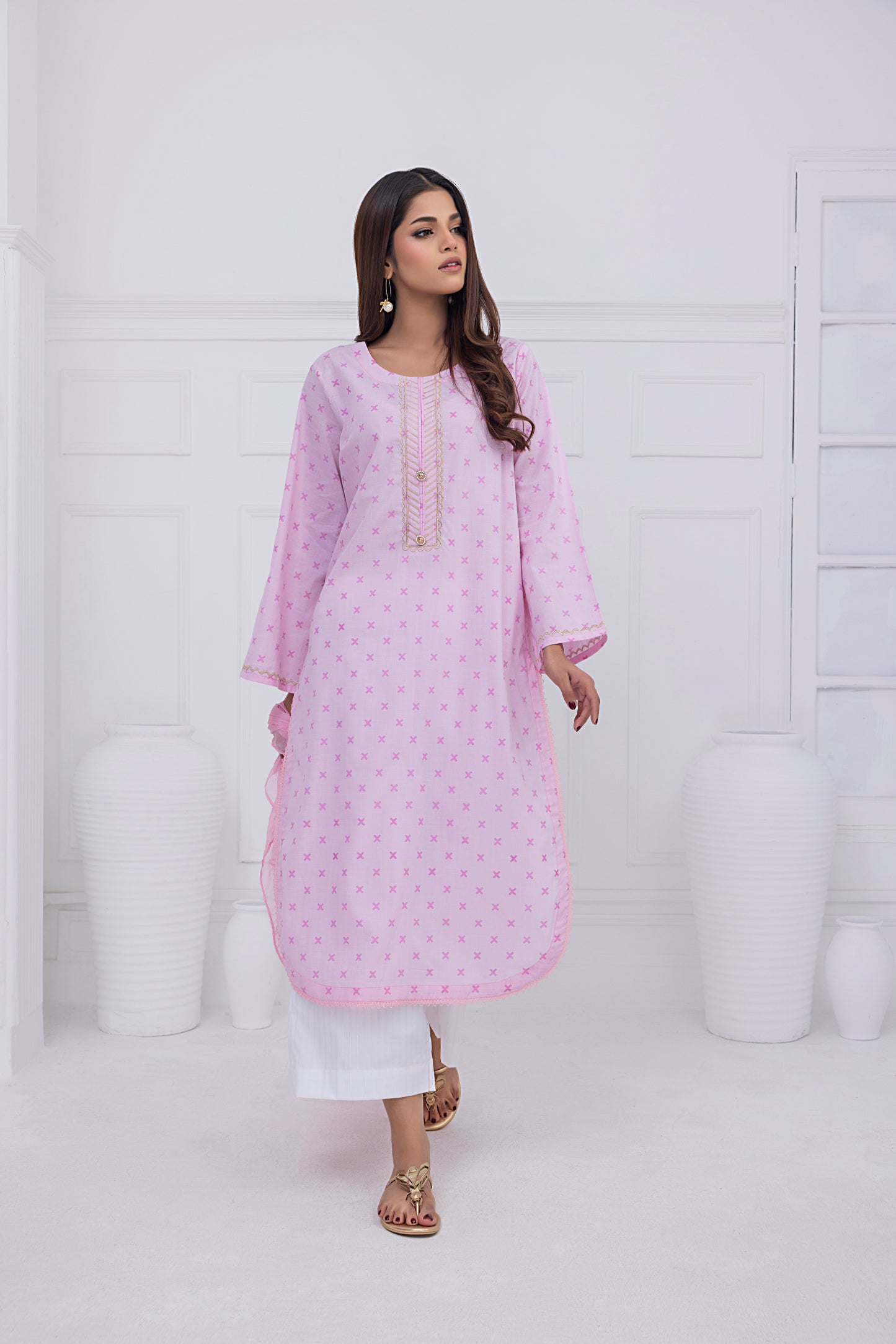 Pink Screen Printed Tunic