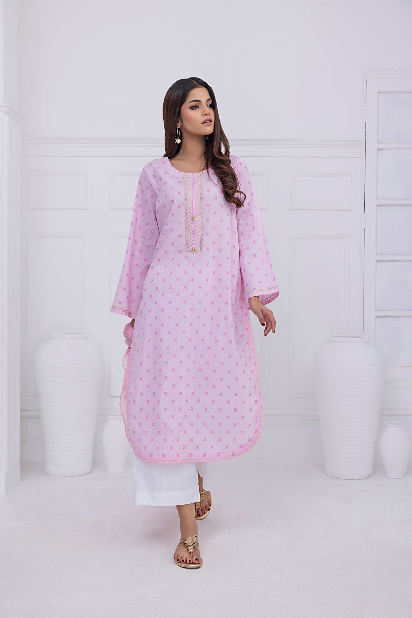 Pink Screen Printed Tunic