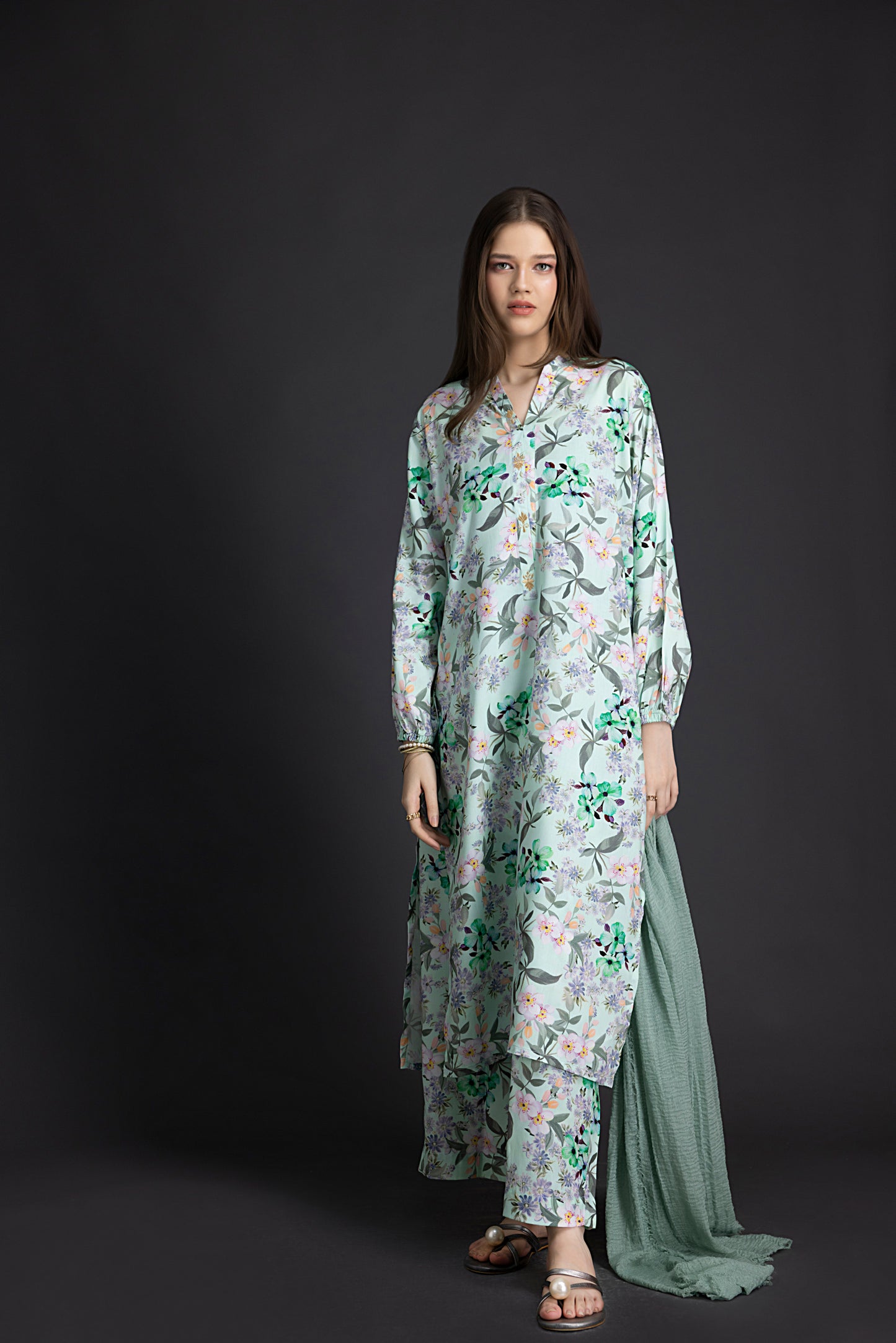 Floral Printed Linen Tunic & Trouser