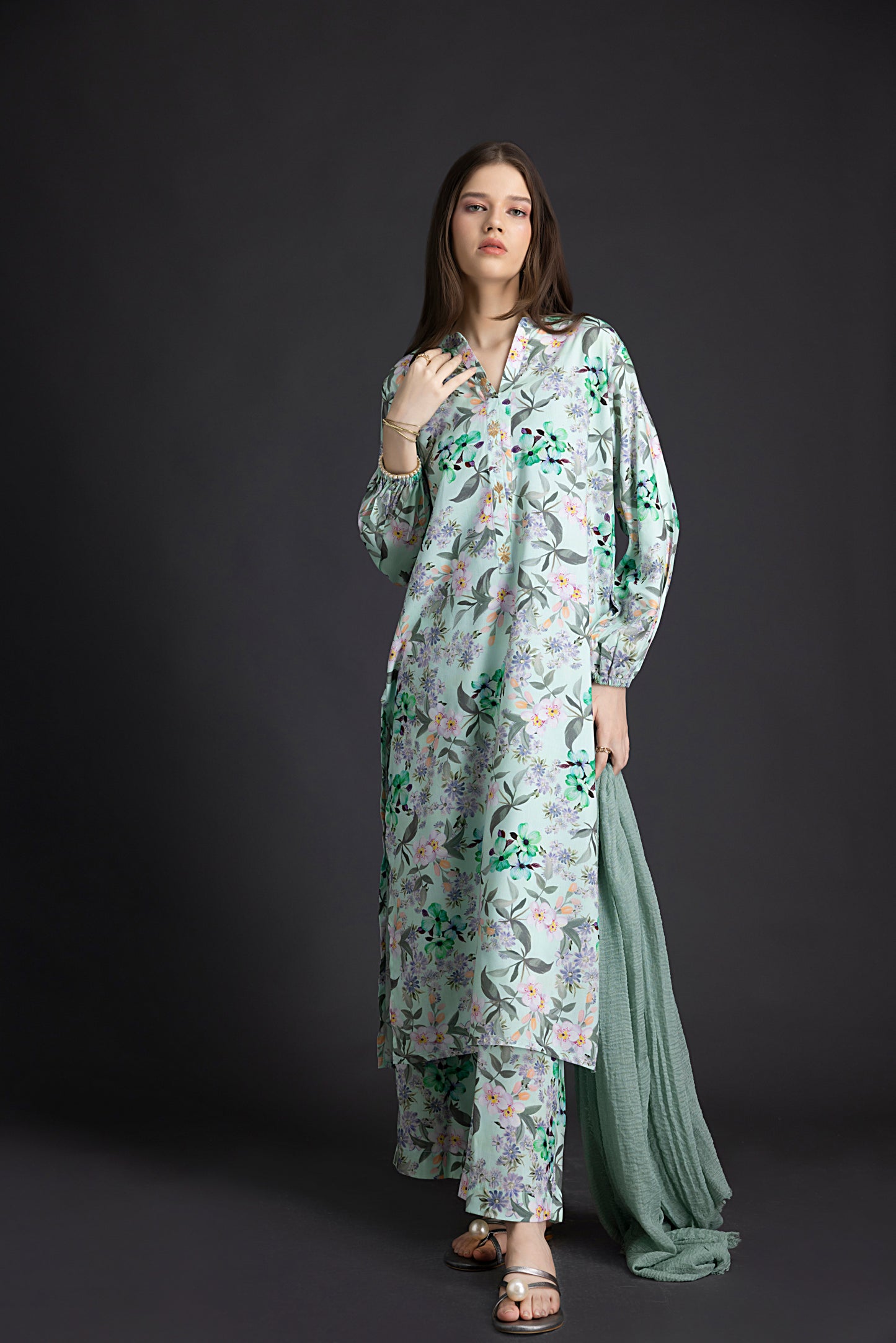 Floral Printed Linen Tunic & Trouser