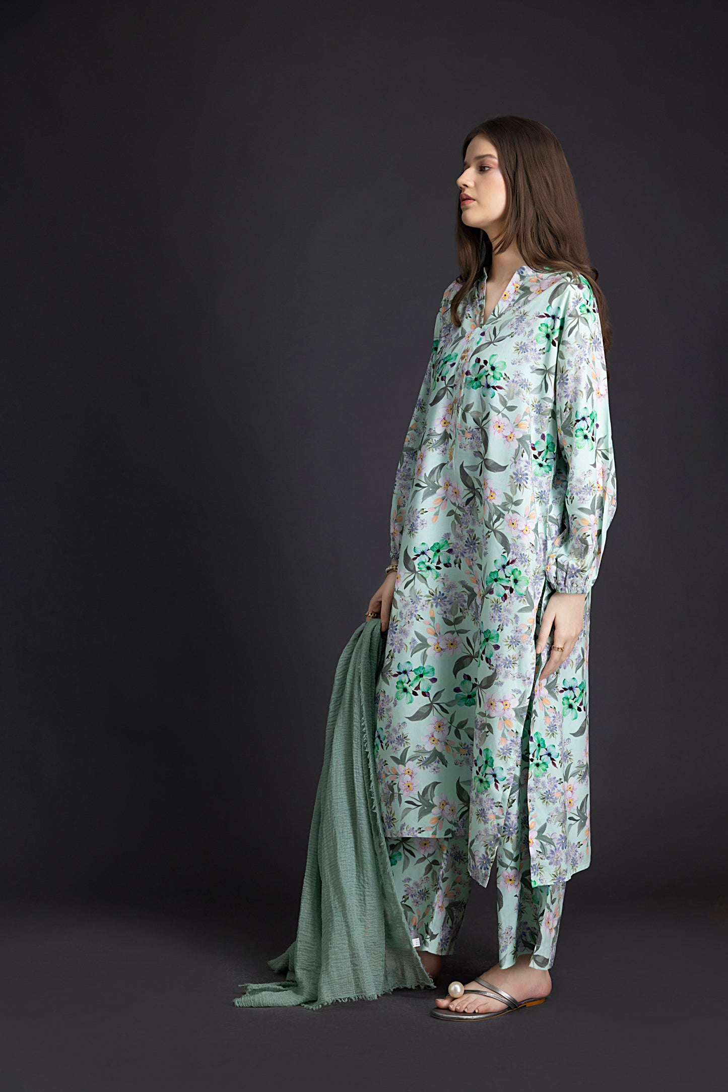 Floral Printed Linen Tunic & Trouser