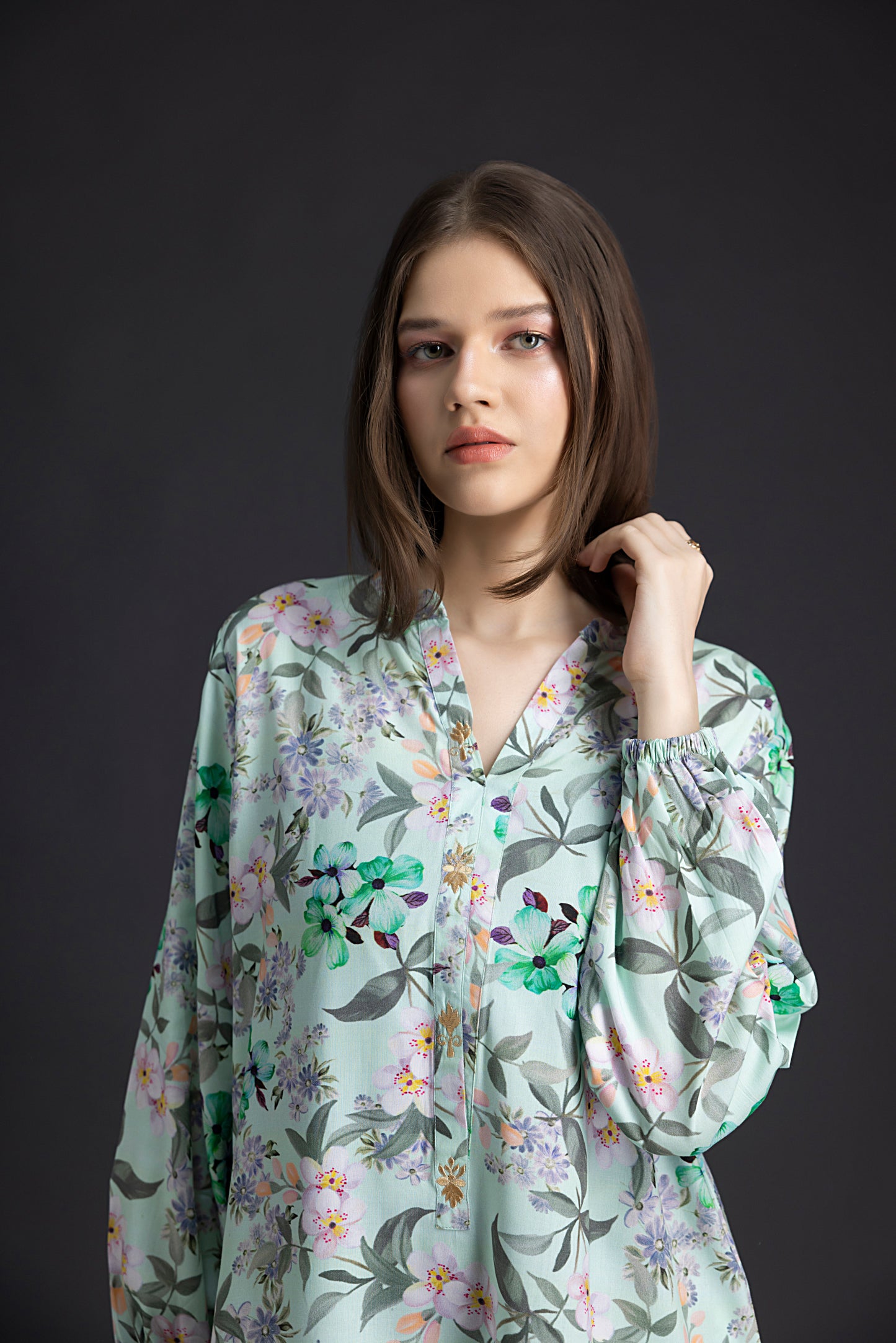 Floral Printed Linen Tunic & Trouser