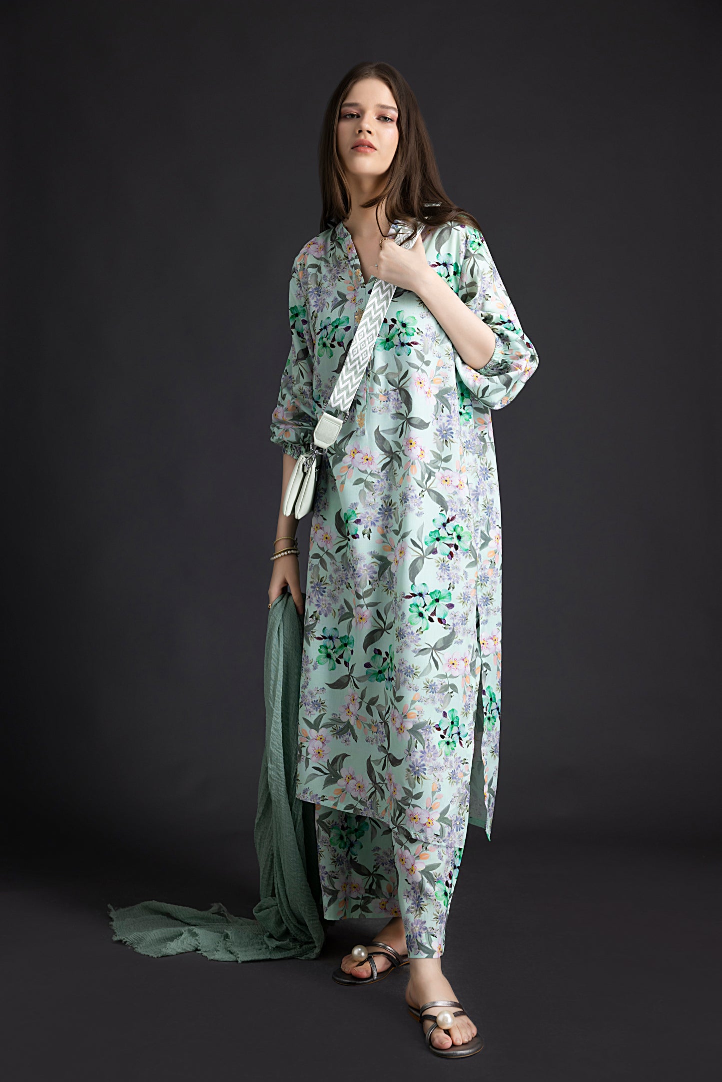 Floral Printed Linen Tunic & Trouser