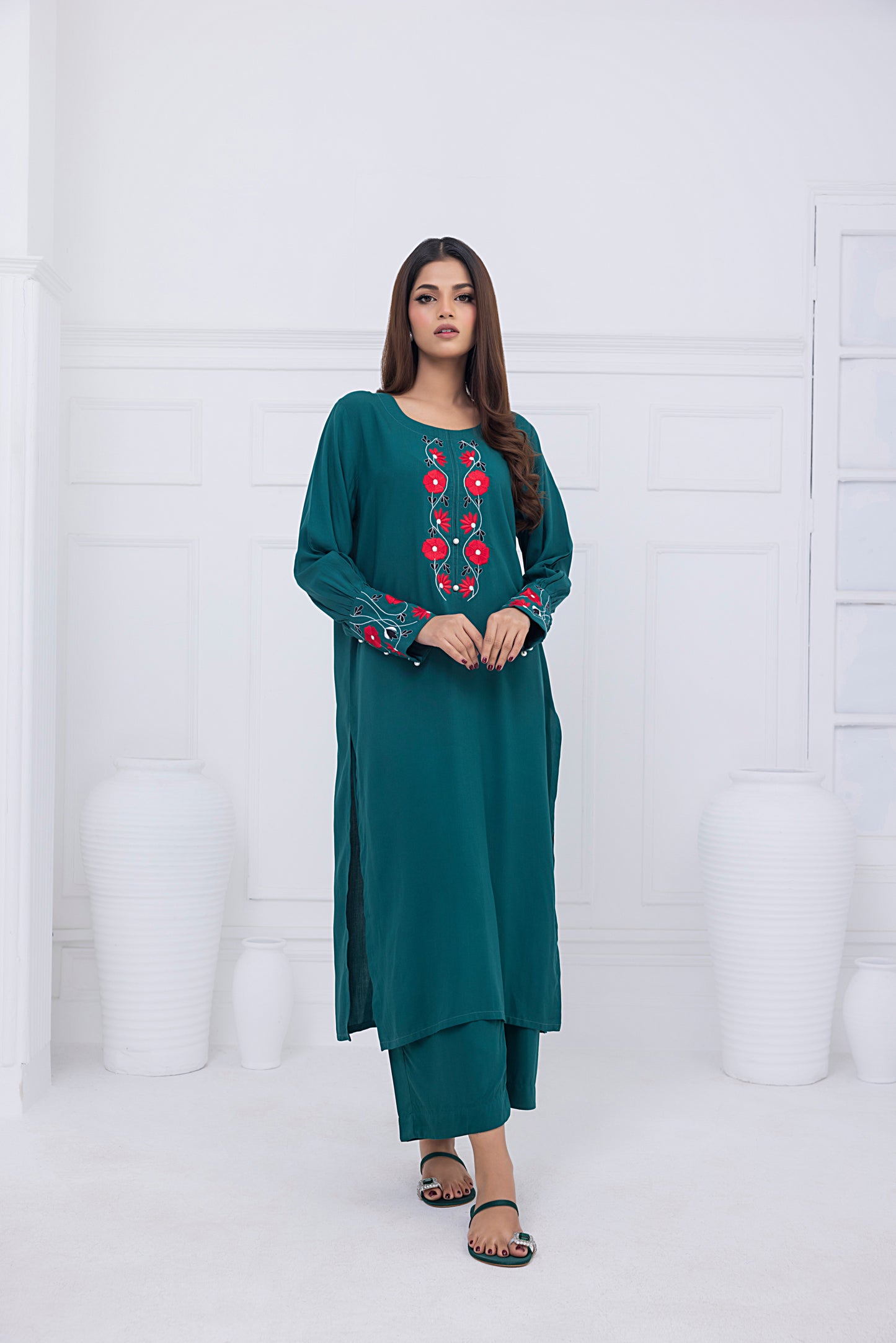 Linen Embroidered Tunic & Bottoms