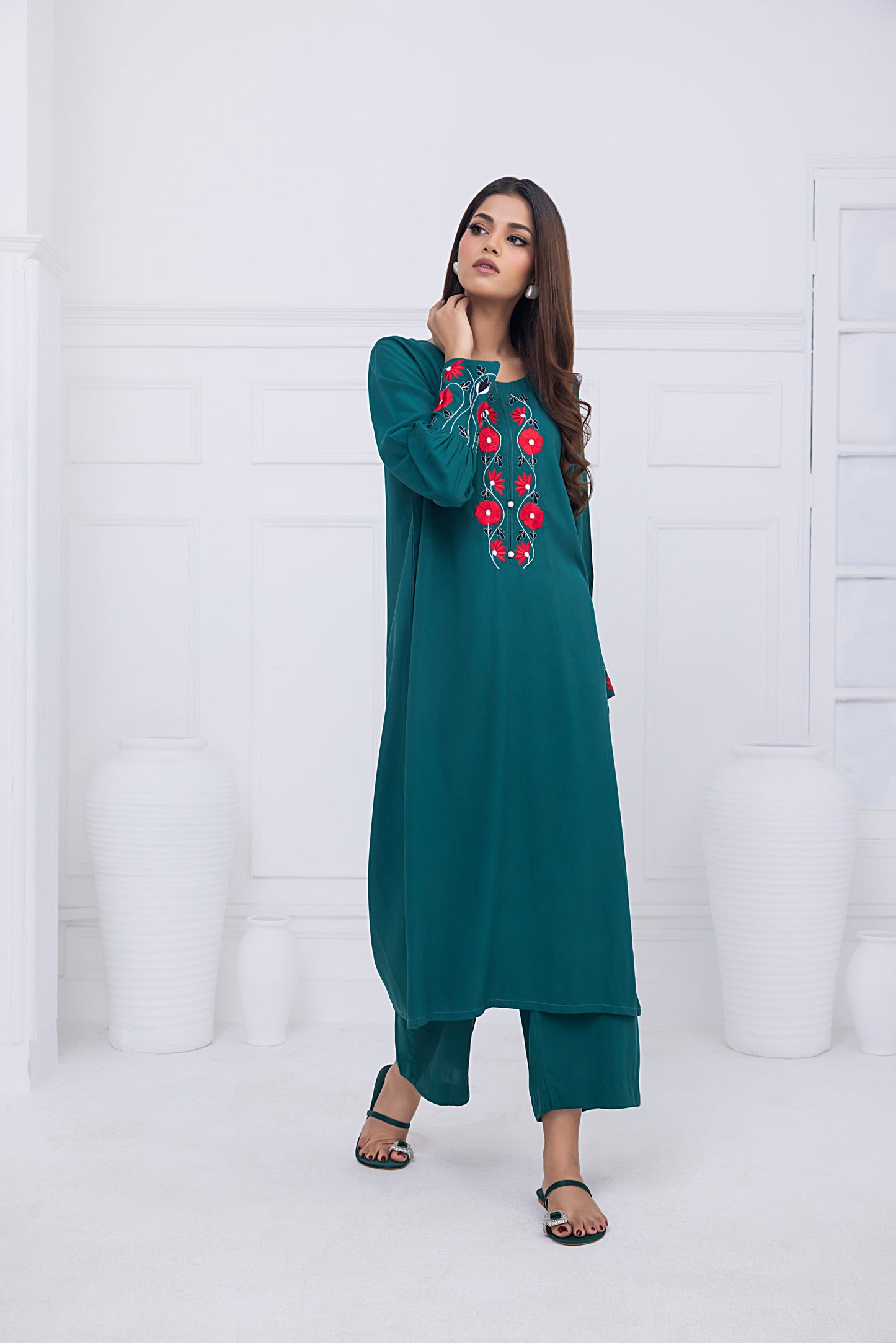 Linen Embroidered Tunic & Bottoms