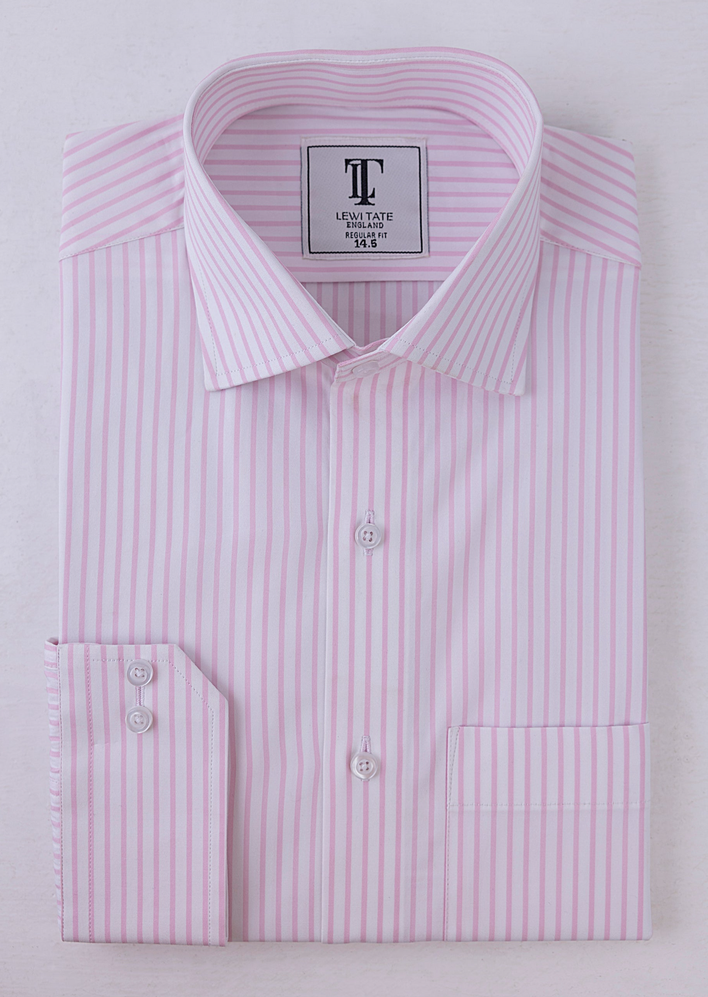 Pale Pink & White Classic Fit Cotton Stripe Shirt